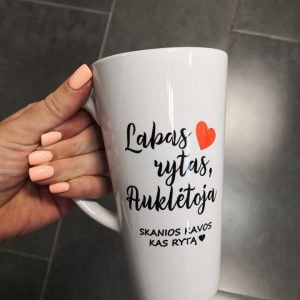 Latte puodelis “Labas rytas auklėtoja”
