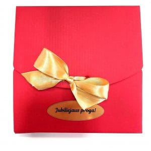 Kartoninis vokelis pinigams su kaspinu “Jubiliejaus proga”