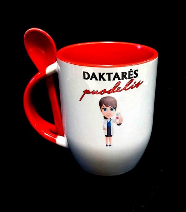 Puodelis su  šaukšteliu “Daktarės puodelis”