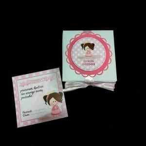 Dėžutė su kortelėmis “Svečių pažadai” mergaitė