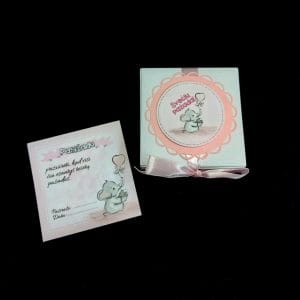 Dėžutė su kortelėmis “Svečių pažadai” rožinis drambliukas