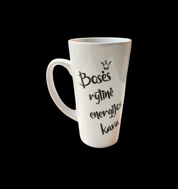 Didelis latte puodelis “Bosės rytinė energijos kava”