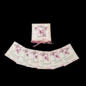 Dėžutė su kortelėmis “Krikštynų pažadai”drugelis