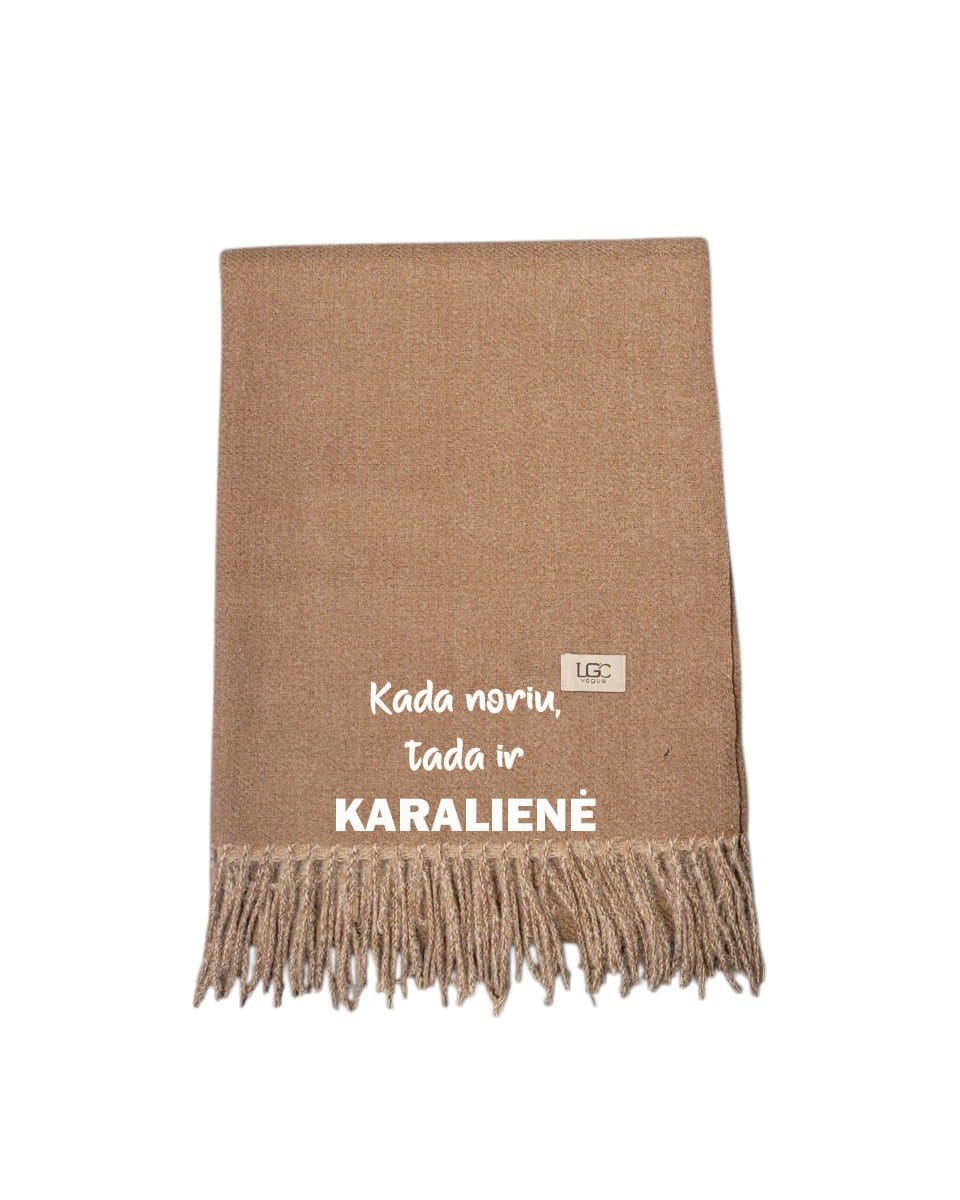 šalikas su norimu tekstu